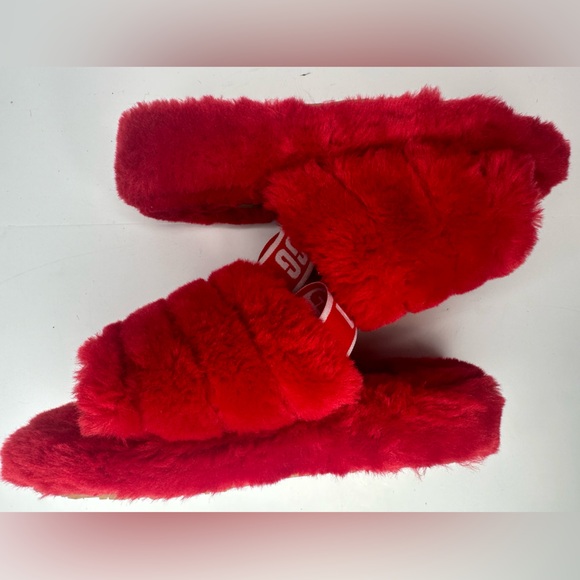UGG Fluff Yeah Women's Slingback Slide Slippers in Samba Red - Picture 4 of 9